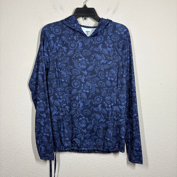 Title nine Tops - Title Nine Size Small Pullover Hoodie Blue Floral Drawstring Hem Long Sleeves